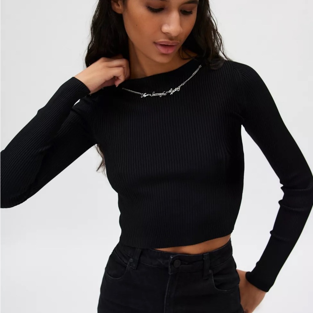 Diesel M-Alea Knit Ribbed Top For Successful Living Chain Name Plate Necklace